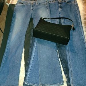 DKNY MOM JEANS 5 PIECE BUNDLE 2 pairs DKNY jeans jag dress pant with DNKY purse